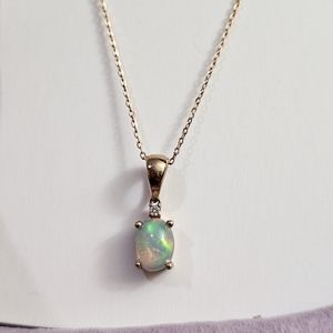 10k opal necklace - AMAZING COLORS! Rose gold. You don't see that often! There's
